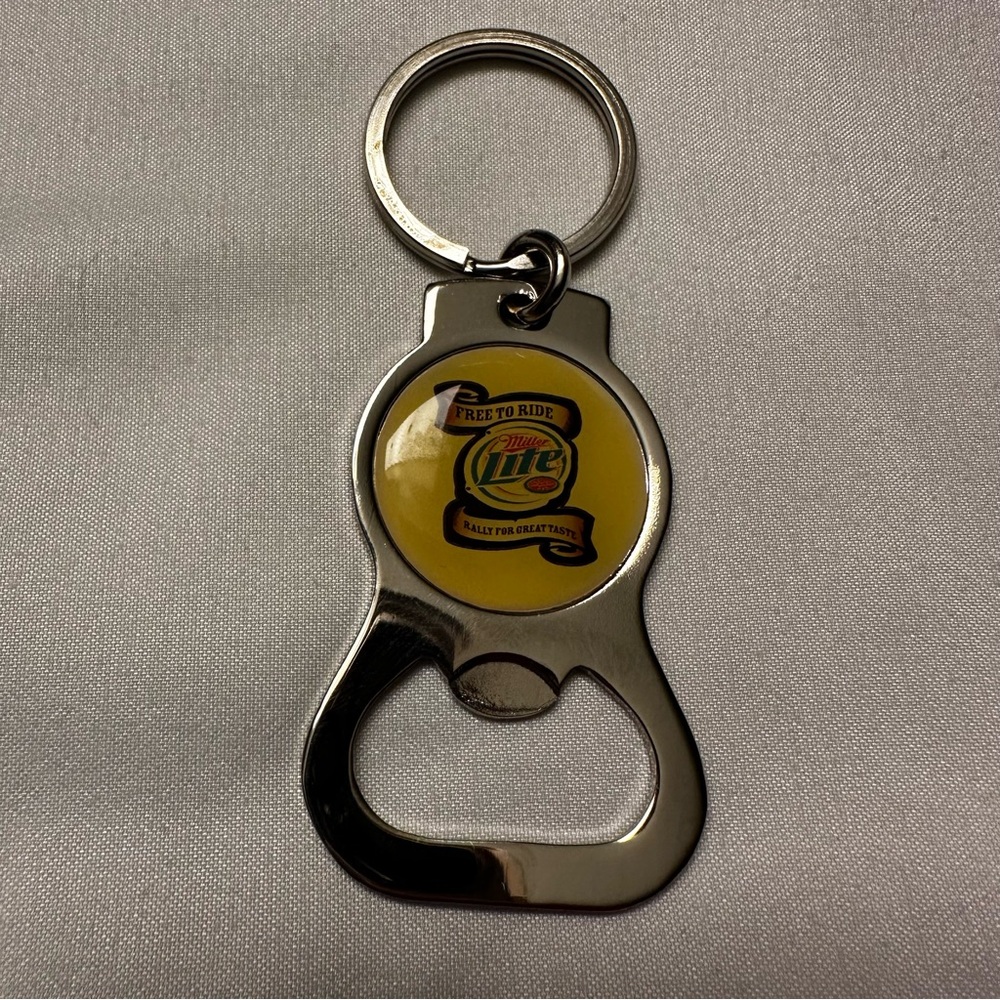 Silver and Yellow Bottle Opener Keychain